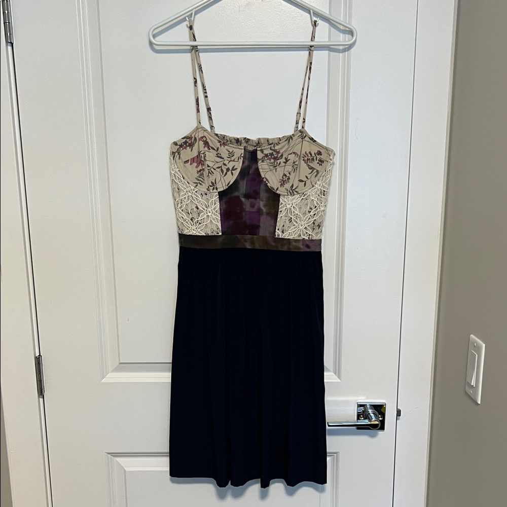 RACHEL Rachel Roy Cream and Navy Midi Dress